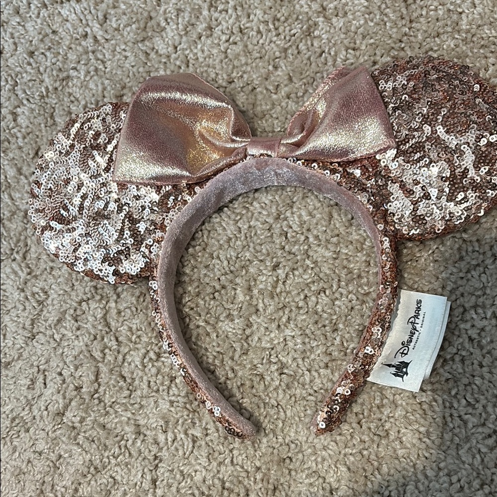Disney Rose Gold Sequin Minnie Mouse Ears Headband
